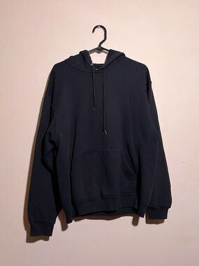 Fruit of the Loom Black Solid Pullover Hoodie Men's Large - Defect